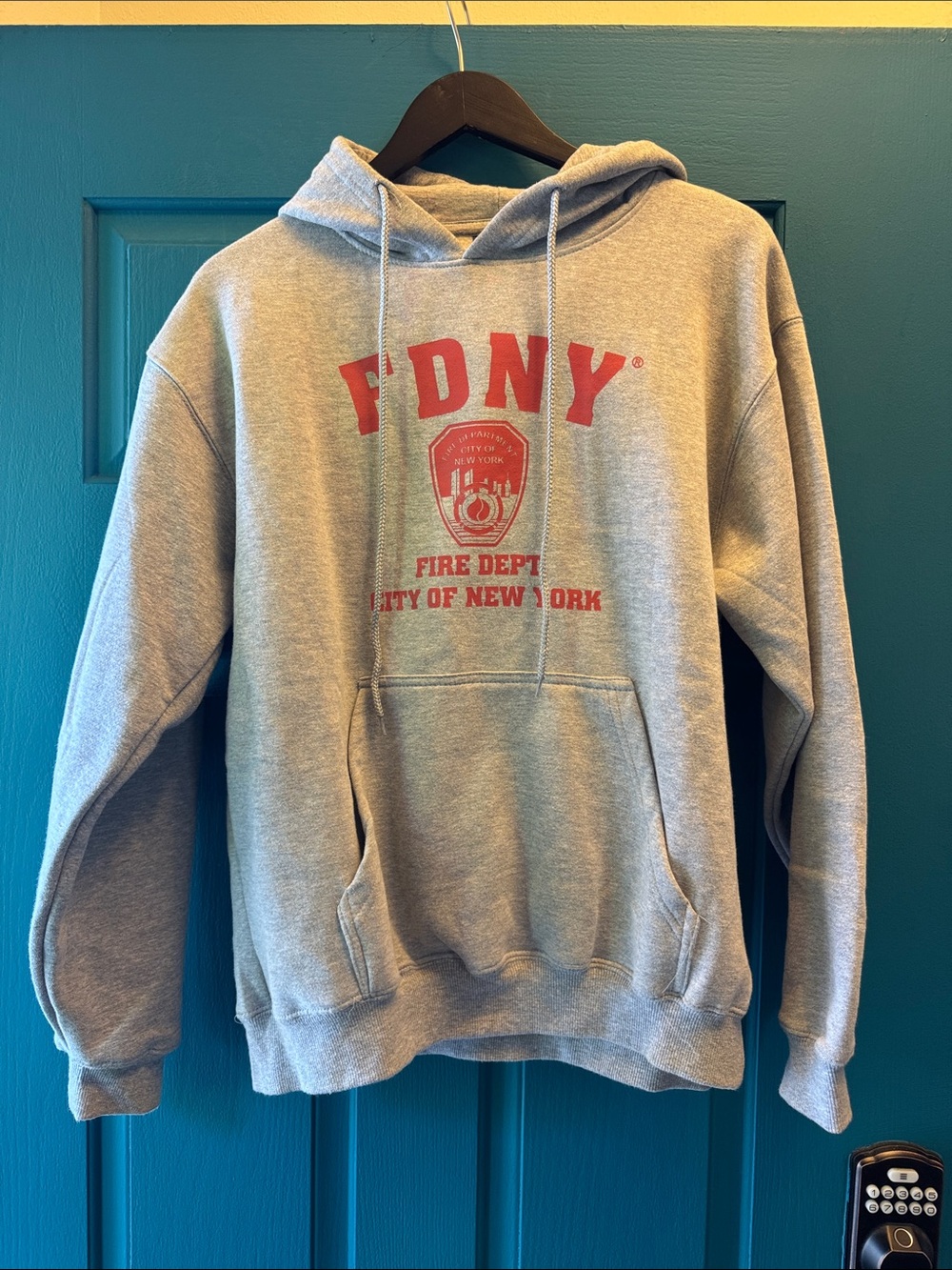 DNY Gray Crewneck Sweatshirt with Red FDNY Crest